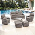 thumbnail image 2 of Jentlehouse 6-Piece Outdoor Patio Furniture Set with Swivel Chairs and Sofa,Hige Back Deep Seat Outdoor Conversation Set for Poolside Backyard Balcony, 2 of 12