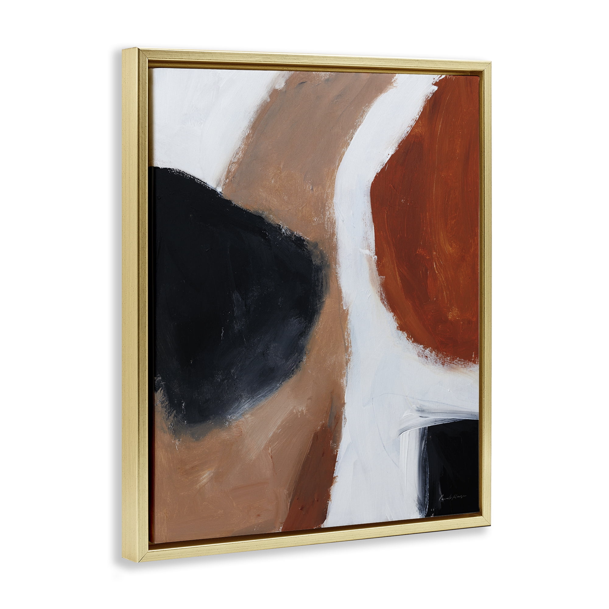 Stupell Industries Rare Earth Tones Abstract Abstract Painting Gold Floater Framed Canvas Art Print Wall Art, 25 x 31