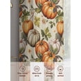 thumbnail image 6 of Sheer Curtains 72 Inches Long 2 Panels, Fall Thanksgiving Orange Pumpkin Rod Pocket Curtain Voile Draperies, Green Leaves Retro Linen Light Filtering Window Treatment for Living Room Kitchen Bedroom, 6 of 8