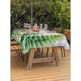 thumbnail image 3 of Outdoor Tablecloths with Umbrella Hole & Zipper, Spring Leaves Rectangle Tablecloth 52x70 Inch, Pastoral Garden Botanical Gray Plaid Waterproof Table Cloth, Patio/Pool/Picnic Table Covers, 3 of 8