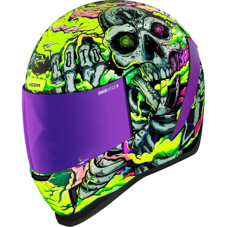 ICON Airform Hippie Dippy Motorcycle Helmet, Green Purple, XS
