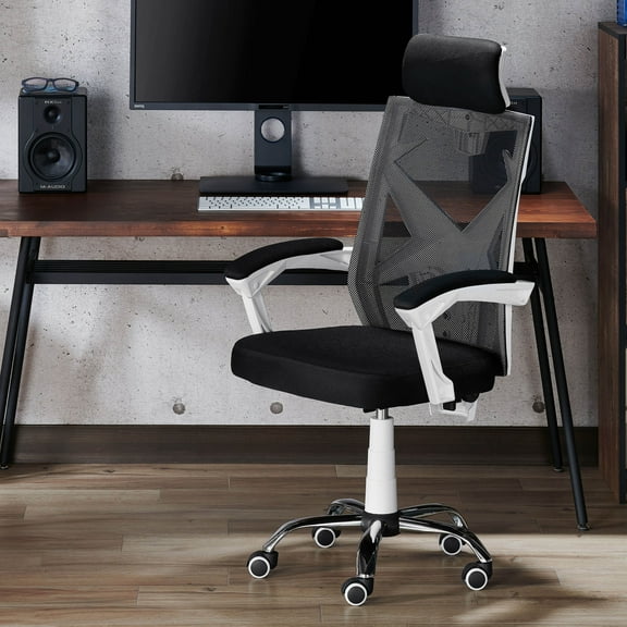 Gost Adjustable Metal Ergonomic Office Chair, Black and White