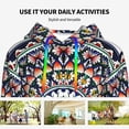 thumbnail image 4 of Kdxio Colorful With Blue Oriental Print Womens Oversized Hoodies Sweatshirts Hooded Pullover Tops Sweaters Casual-Large, 4 of 7