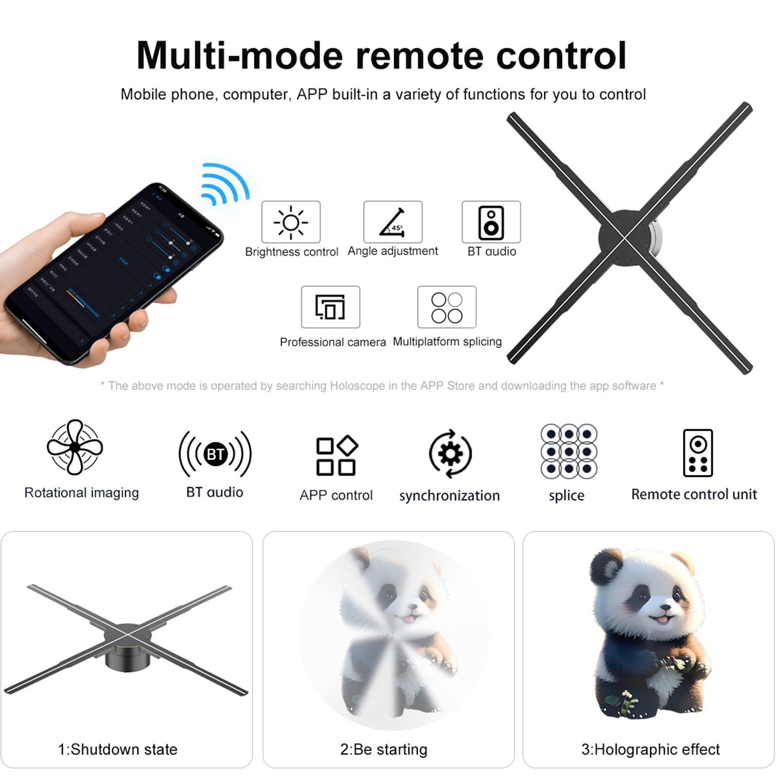 Hologram Projector,3d Naked Video Fan P56 3d - 22 3d Led Business Store Bars Fan 2k Beads Remote 678pcs Led Real-time Screen Real Time Screen 2k 3d Screen Display Naked Eye Led Beads