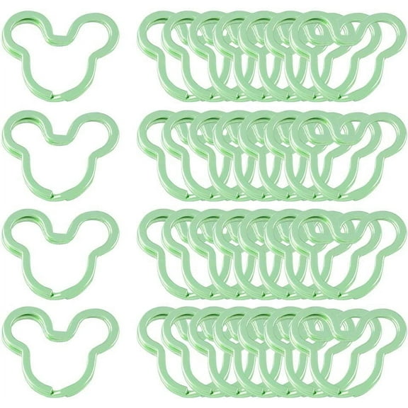Mouse Head Shape Split Rings Colorful Flat Key Chain Rings Metal Creative Key Holder for Bag Home Car Office Organization DIY Crafts 6 Color 24PCS (Green)