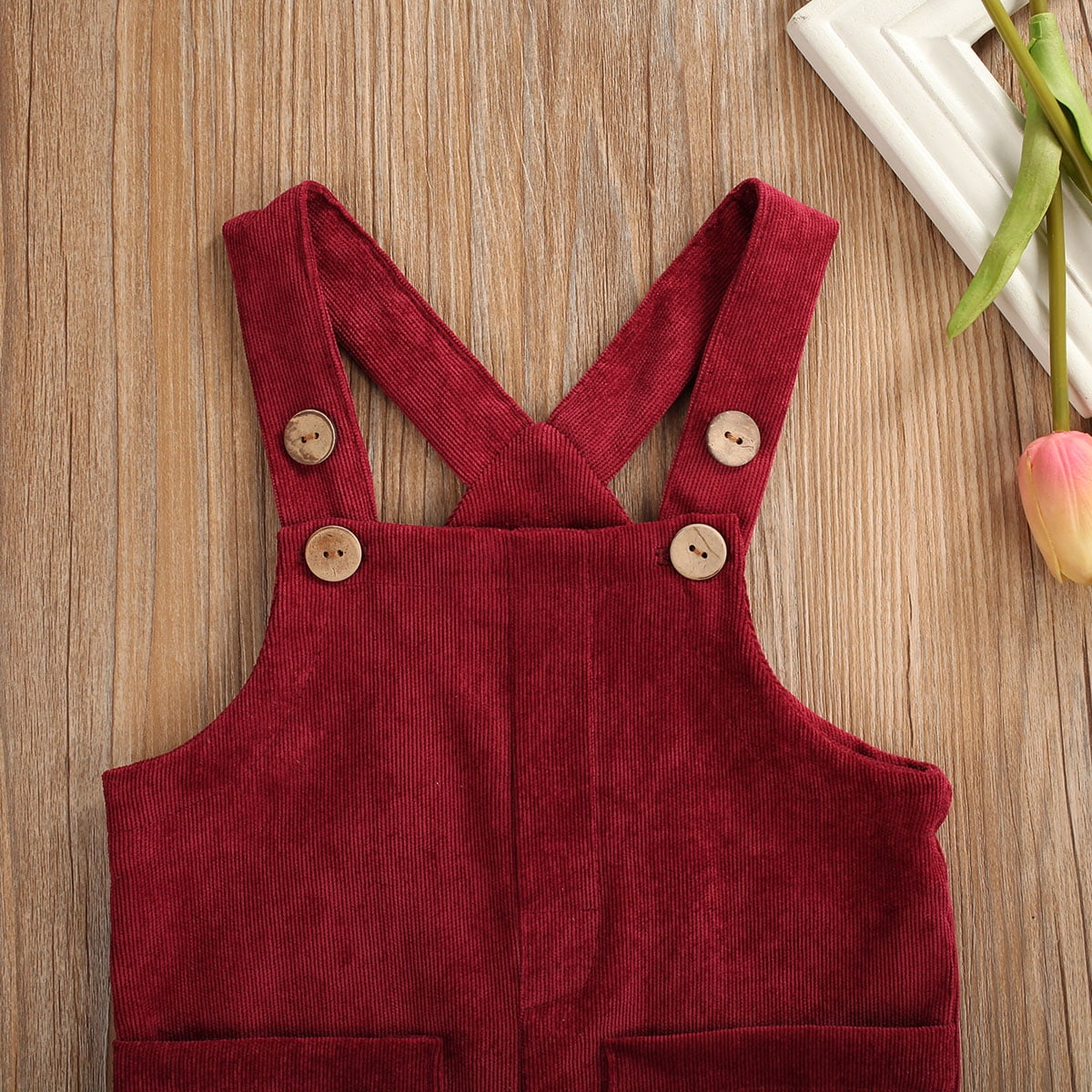 Toddler Baby Boy Girl Overalls Jumpsuit Corduroy Strap Solid