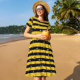 thumbnail image 5 of Spring Summer Dresses for Women 2025 - Striped With Bees Wedding Guest Dresses, Beach Vacation Clothes, Hawaiian Sundresses Casual Short Sleeve Dress for Women with Pockets, 5 of 7