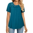thumbnail image 5 of LETDIOSTO Women's Plus Size Tops Short Sleeve Shirts Lace Pleated Tunic Causal Tee Blouses M-4XL, 5 of 6