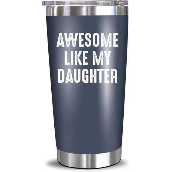 Neweleven Father’s Day Gift for Dad - Navy Dad Nutrition Facts Tumbler, Awesome Like My Daughter Design, 20oz Stainless Steel