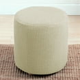 thumbnail image 5 of Ottoman Slipcover Footstool Protector Covers Stretch Jacquard Fabric White, 5 of 7