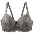 thumbnail image 4 of GEWSEY Women's Push Up Bra Floral Lace Underwire Adjustable Straps Anti Sagging Bras Full Coverage Supportive Everyday Bras (Dark Gray, 36C), 4 of 4