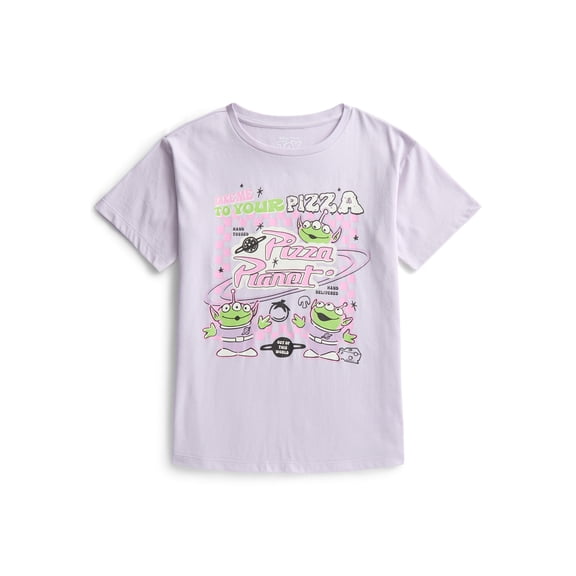 Toy Story Girls Take Me To Your Pizza Graphic T-Shirt with Short Sleeves, Sizes 4-16