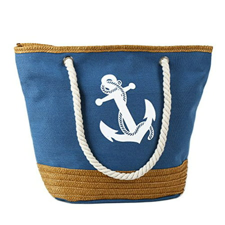 Brand - Sumerk Large Canvas Tote Bag Oversize Canvas Beach Bags with Cotton Rope Handle - Blue ...