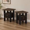 thumbnail image 2 of Furinno Andrey Set of 2 Side Table, Rustic Brown 2-Tier End Table, Open Shelf & Storage Bin Night Stand, Bedside Table for Living Room, Bedroom, Home Office, Brown Walnut, 2 of 5