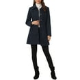 thumbnail image 2 of INSPIRE CHIC Women's Coat Single Breasted Long Sleeve Tunic-length Winter Outwear with Pockets M Dark Blue, 2 of 6