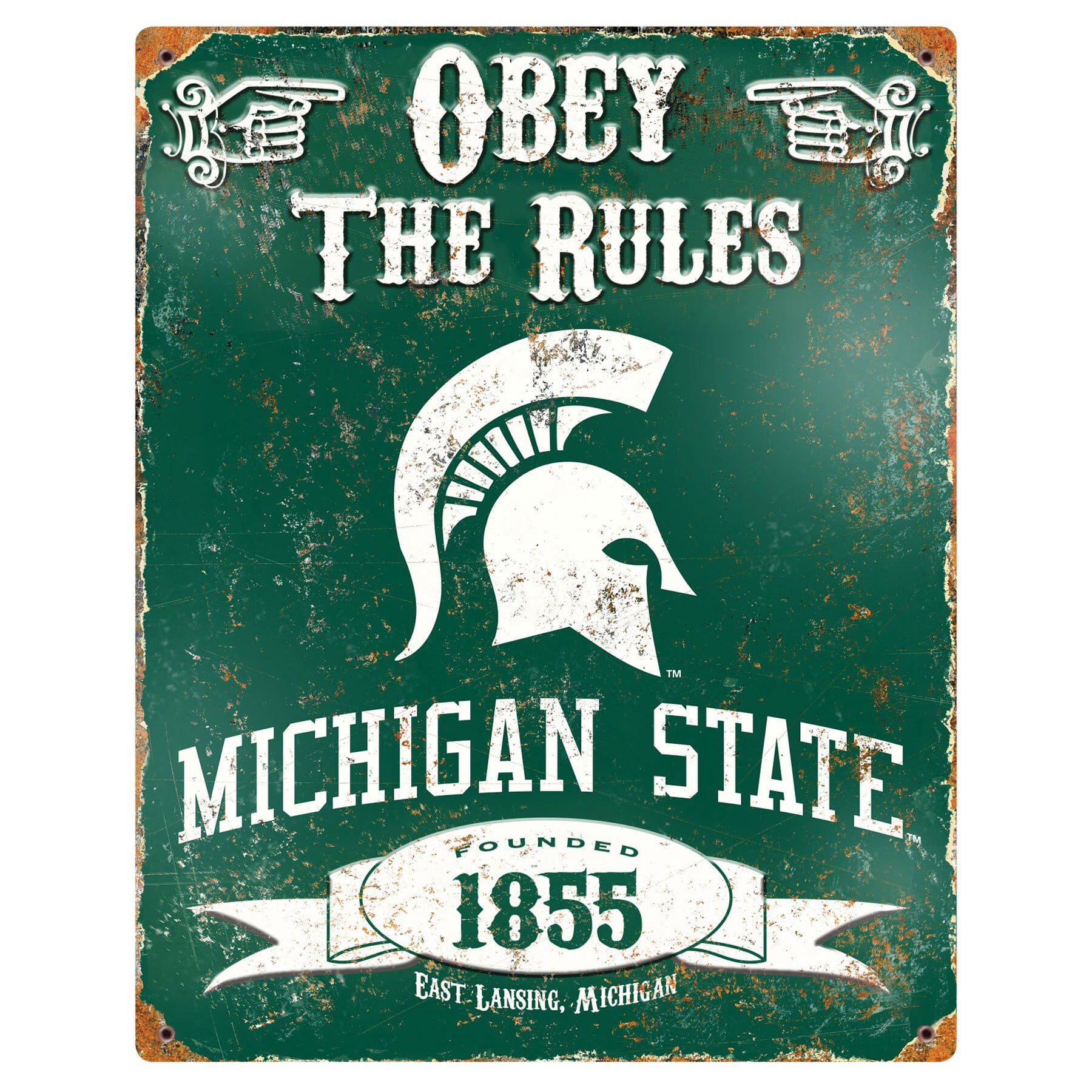 Michigan Spartans Green and White Football 6"x12" Aluminum License Plate Sign 