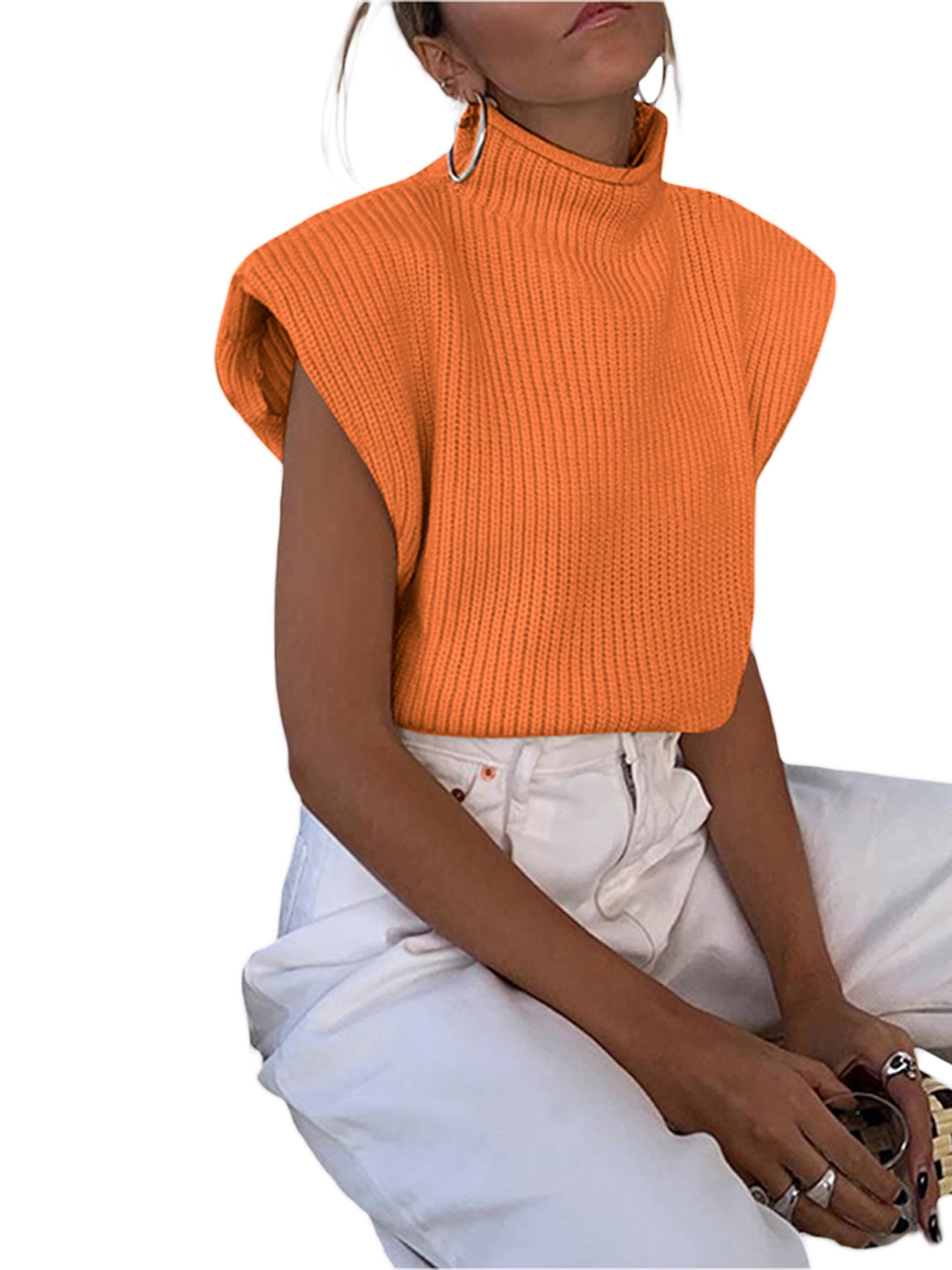 orange turtleneck sleeveless