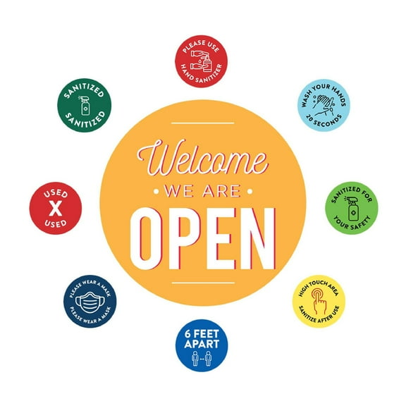 Koyal Wholesale Temporary Store Office Hours for Social Distancing Welcome, We Are Open Business Signs, 50 Labels