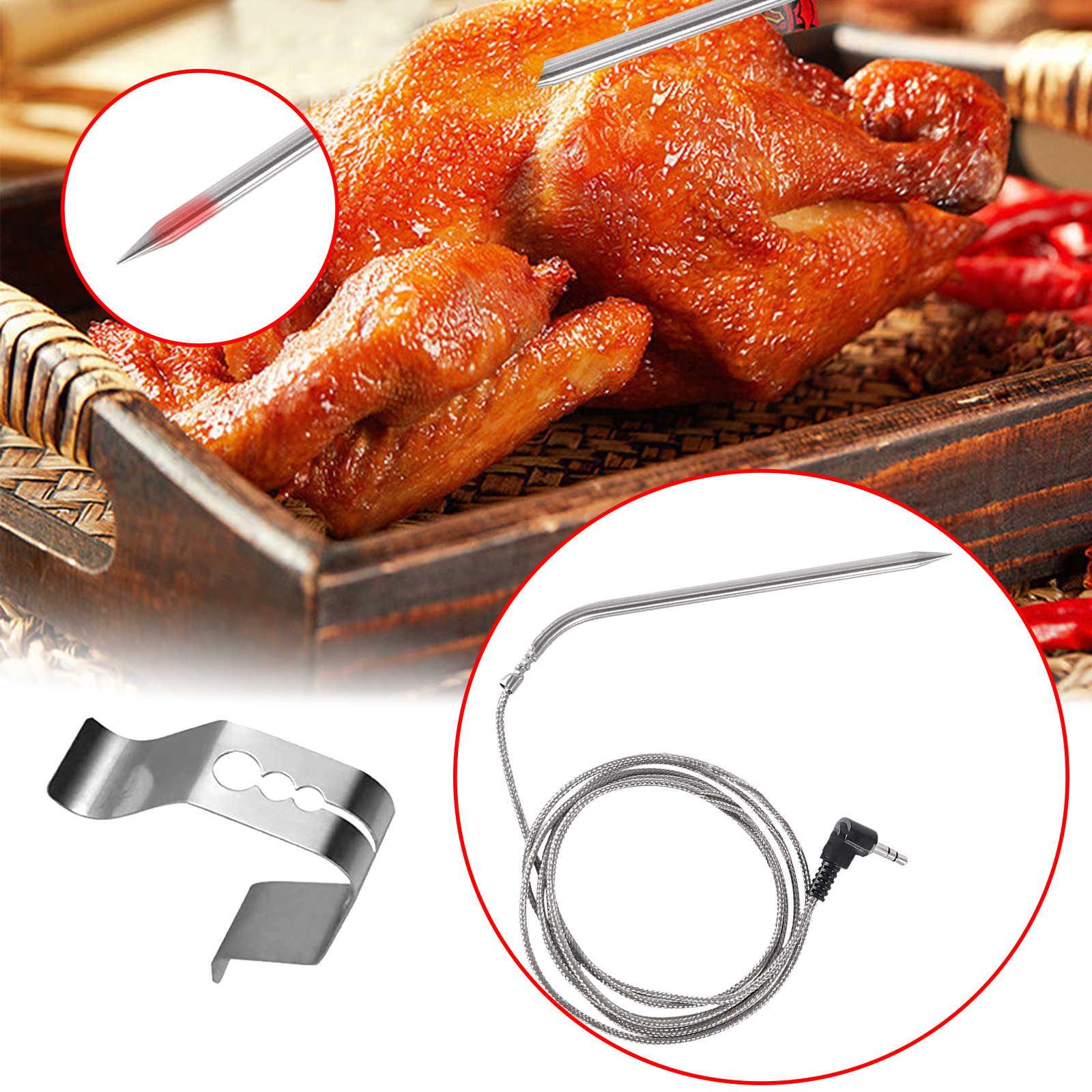 Patio, Lawn & Garden 2pc Waterproof BBQ Temperature Probe,3.5 mm Plug