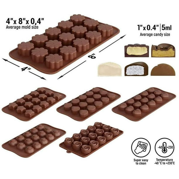 Moules à bonbons au chocolat en silicone Moule à bonbons en silicone  flexible Lot de 6 Différentes formes et motifs Moule à pâtisserie pour  gâteau Facile à utiliser et à nettoyer Moules