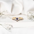 thumbnail image 4 of Rosec Jewels Lab Grown Blue Sapphire Heart Shaped Wedding Ring Set for Women - Blue Sapphire Diamond Engagement Ring with Enhancer, 10K Yellow Gold, US 11.50, 4 of 8