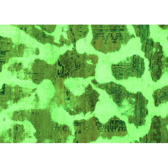 Ahgly Company Indoor Rectangle Oriental Green Modern Area Rugs, 7' x 10'