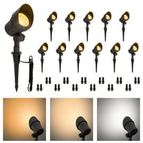 12-Pack 3CCT Low Voltage LED Landscape Spotlights, 2700K/3000K/4000K Selectable, 3W 12-24V Outdoor Pathway Lights  CRI90 , Aluminum Housing Landscape Lights for Garden Yard, ETL Listed, Bronze Finish