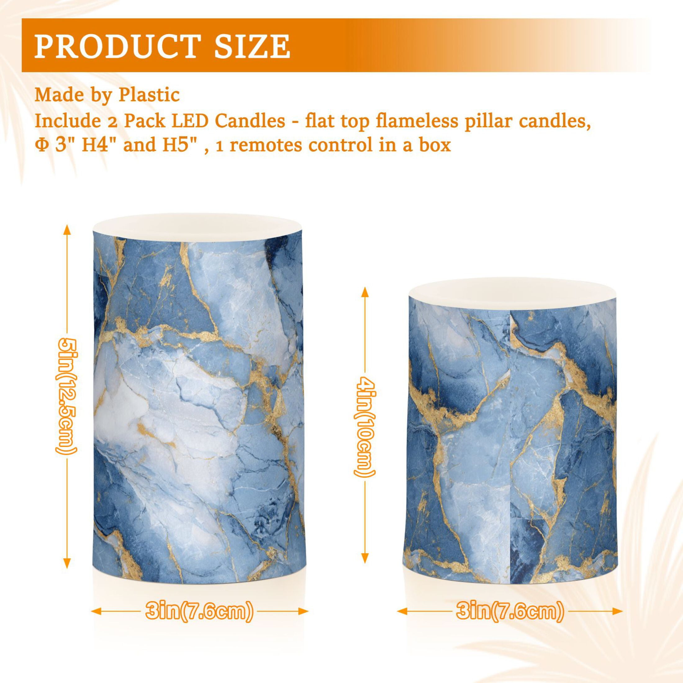 Navy Camouflage Flickering Flameless Candles Battery Operated with Remote Timer LED Pillar Candles Set of 2