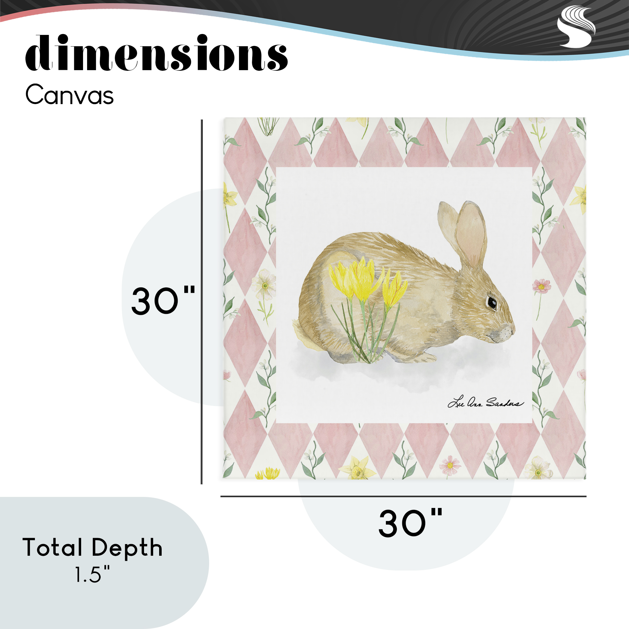 Buttercup Bunny on Pink Argyle Canvas Wall Art, design by Lee Ann Sanders