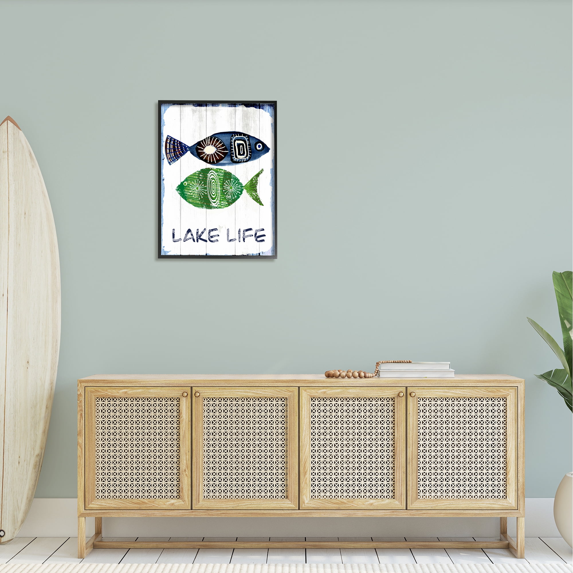 Stupell Industries Lake Life Weathered Fish Shapes Pattern Motif Framed Wall Art, 24 x 30, Design by Jadei Graphics