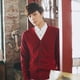 thumbnail image 2 of Suéter de punto de primavera y otoño para hombre, cárdigan fino, color sólido, chaqueta de punto de algodón con cuello en V para hombre joven, 2 of 6