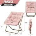 thumbnail image 2 of QRKD Foldable Oversized Moon Chair, Large Soft Lazy Cozy Comfortable Faux Fur Square Saucer Moon Chair for Teens and Adults, Light Pink, 2 of 10