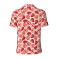 thumbnail image 3 of Xecao Cute Strawberry for Mens' Casual Short Sleeve Button-Down Polo Shirts for a Classic Golf Look, 3 of 9