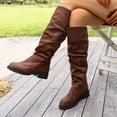 thumbnail image 5 of FRSASU Women's Fashion Casual Winter Style Round-Toe Thick-Heeled Low-Heeled Mid-Calf Boots Brown, 5 of 9