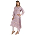 thumbnail image 2 of Moomaya Solid Rayon Kurta For Women bell Sleeve Drawstring Neck Long Ethnic Kurti, 2 of 7