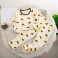 thumbnail image 2 of NOLDARES Toddler Baby Boys Fall Clothes Set Stripe Embroidery Long Sleeve Sweatshirt Pullover Tops & Pants Outfits Size:6-12 M,Yellow, 2 of 7