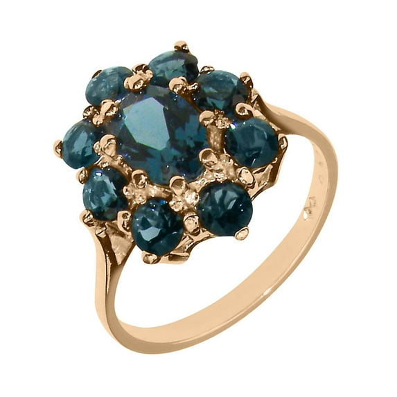 LBG British Made 14k Rose Gold Natural London Blue Topaz Womens Anniversary Ring - 33 size options - Size