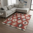 thumbnail image 2 of HomeRoots 677657 10 x 14 ft. Red, Ivory & Gray Southwestern Washable Machine Made Rectangle Area Rug with UV Protection, 2 of 9