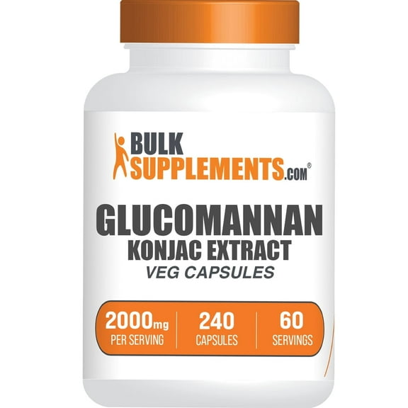 BulkSupplements Glucommanan (Konjac Root) Capsules - Vegan, 2000mg per Serving (240 Capsules - 60 Servings)