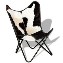 Casafoyer Butterfly Chair Black and White Real Cowhide Leather
