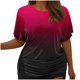thumbnail image 1 of Tops Cortos para Mujeres, Cintura Plisada Cuello Redondo Tamaño Grande Camiseta de Manga Corta Top Casual Hecha de Estante de Imitación, Camisetas Casuales de Mujer, 1 of 6