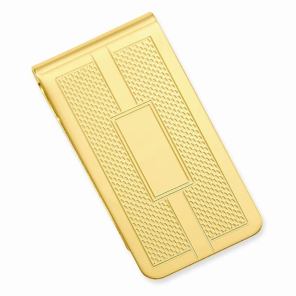 Gold-plated Kelly Waters Honey Comb & Princess Square Engraveable Money Clip; for Adults and Teens; for Women and Men