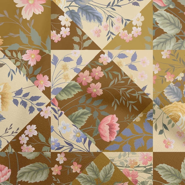 oneOone Polyester Spandex Brown Fabric Florals Sewing Material Print Fabric By The Yard 56 Inch Wide