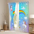 thumbnail image 3 of Homewish Cute Unicorn Animal Curtains Pack of 2 (42x84 Each) for Kids, Kawaii Cartoon Butterfly Curtains Blackout, Glitter Rainbow Bedroom Curtains, Window Curtains Decor, 3 of 6