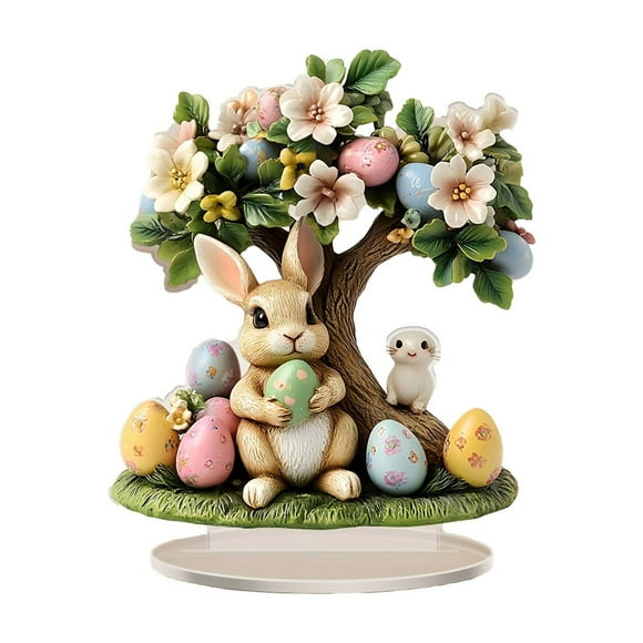 Binwennn Easter Bunny And Egg Tree 2D Acrylic Decoration Bedroom Tabletop Festive Home Decoration For Easter Brings To Your Space Sparkly Ornament Choir Ornament Christmas Three Decorations My Second