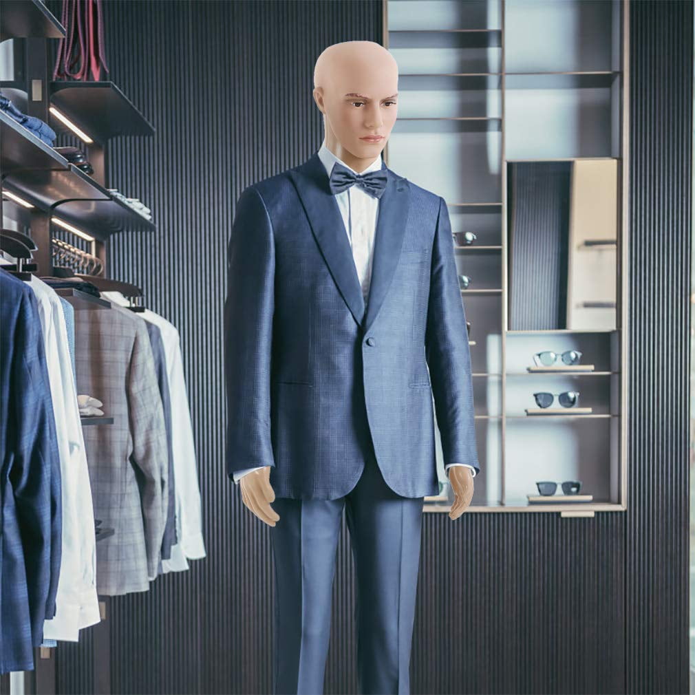 Male Full Body Model Realistic Mannequin Display Head Turns Dress Form w/ Base 