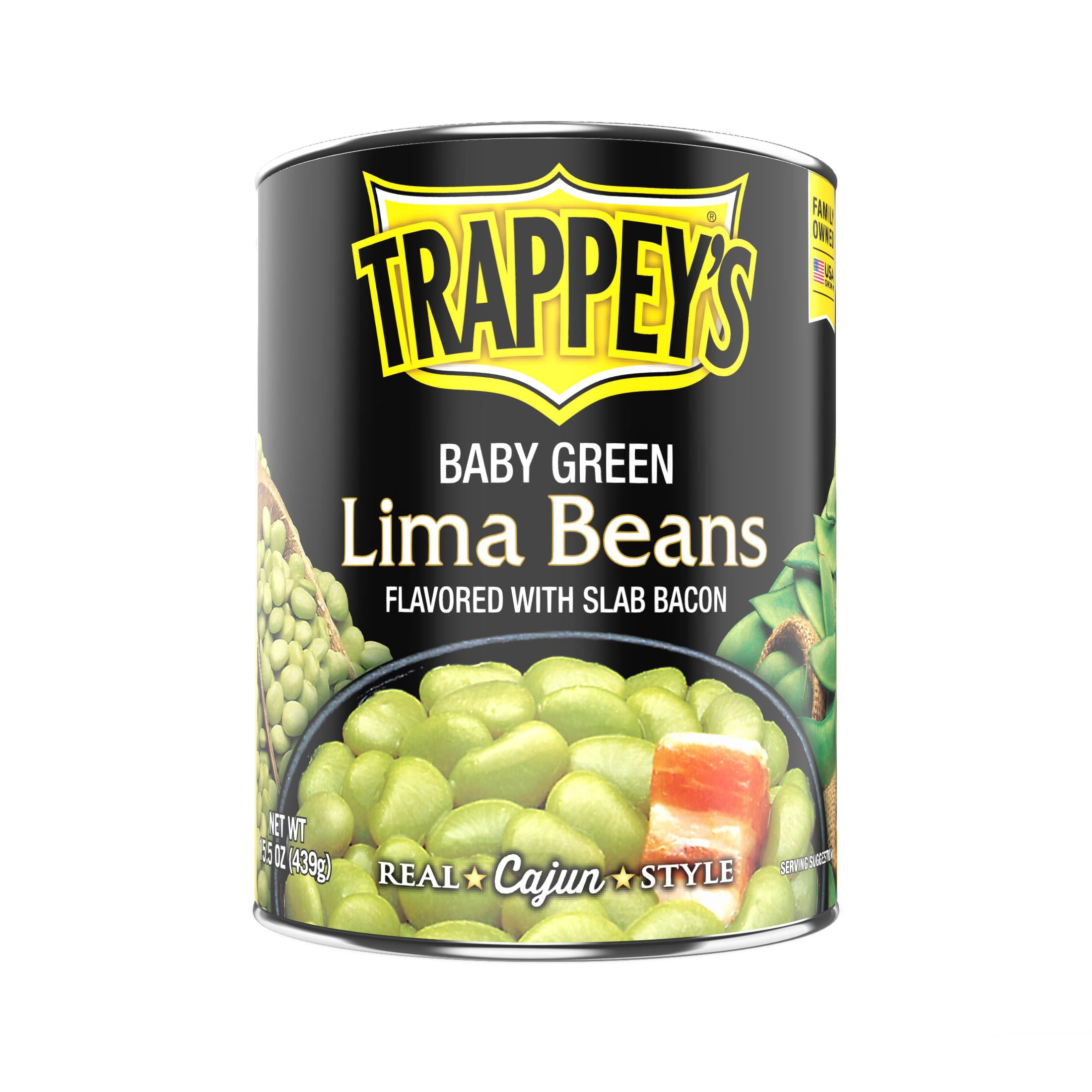 (12 pack) Trappey’s Seasoned Baby Green Lima Beans with Bacon, 15.5 oz., Can