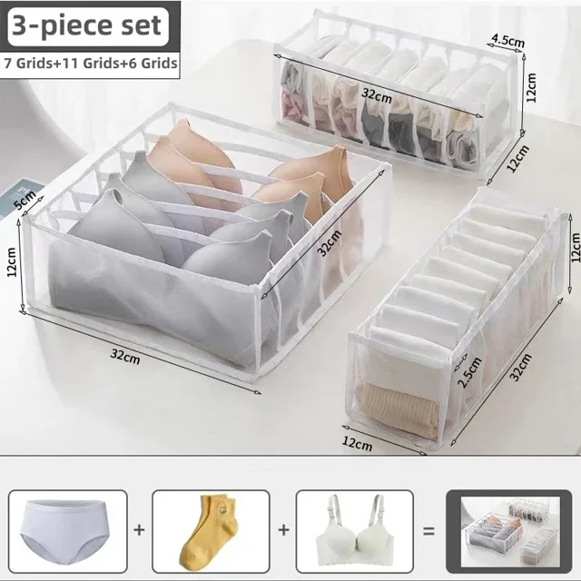 Organizador de ropa, caja organizadora de almacenamiento de pantalones vaqueros, armario, caja de almacenamiento de ropa con compartimentos, calcetines, ropa interior, almacenamiento de sujetadores