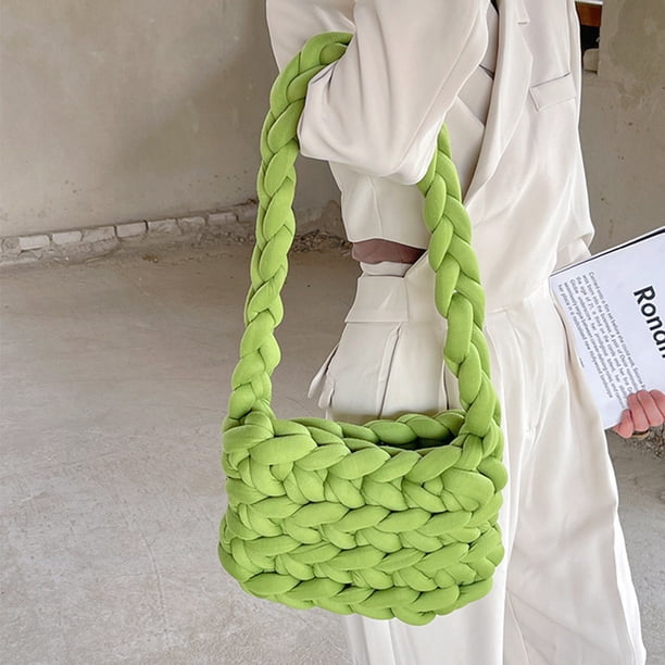 Bolso de hombro para mujer Bolso tejido informal Bolso elegante de lana islandesa (verde oliva) Sywqhk Para Estrenar