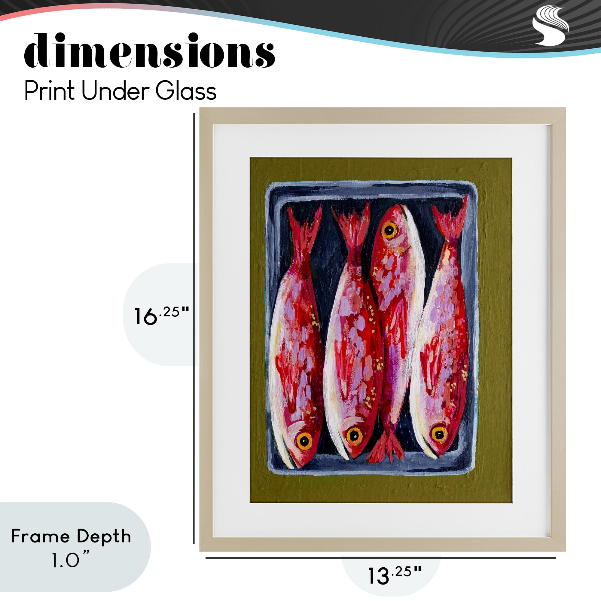 Stupell Industries Red Fish on a Platter Birch Framed Print Under Glass, design by Rachel Nerney